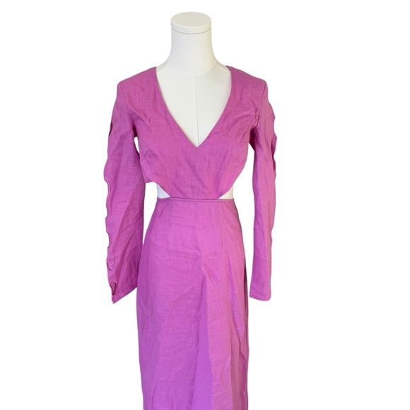 The Wolf Gang - NWT La Joya Cut-Out Linen Maxi Dress Sz XS - Picture 5 of 14